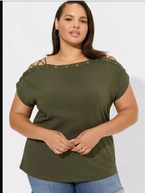 TORRID Heritage Jersey Lace-Up Dolman Top